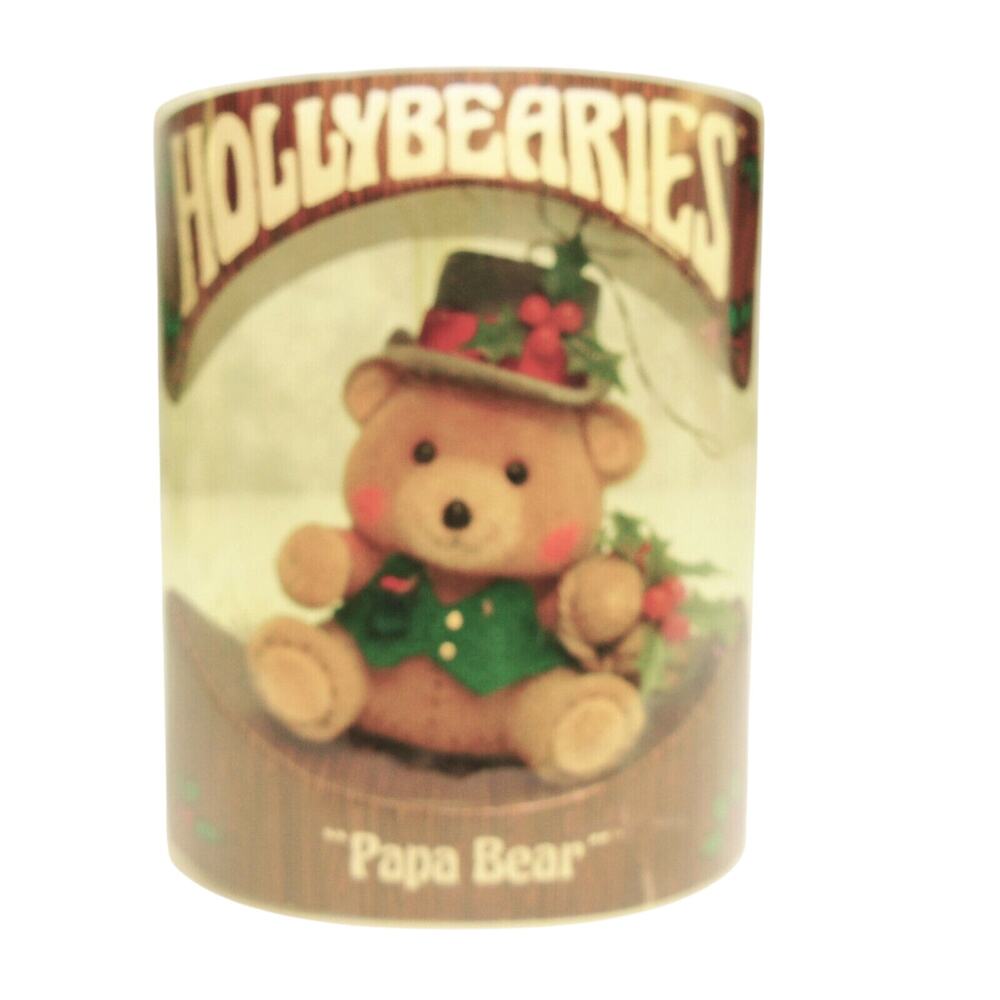 HollyBearies Christmas Papa Bear Ornament Flocked Teddie Bear Union Wadding Co